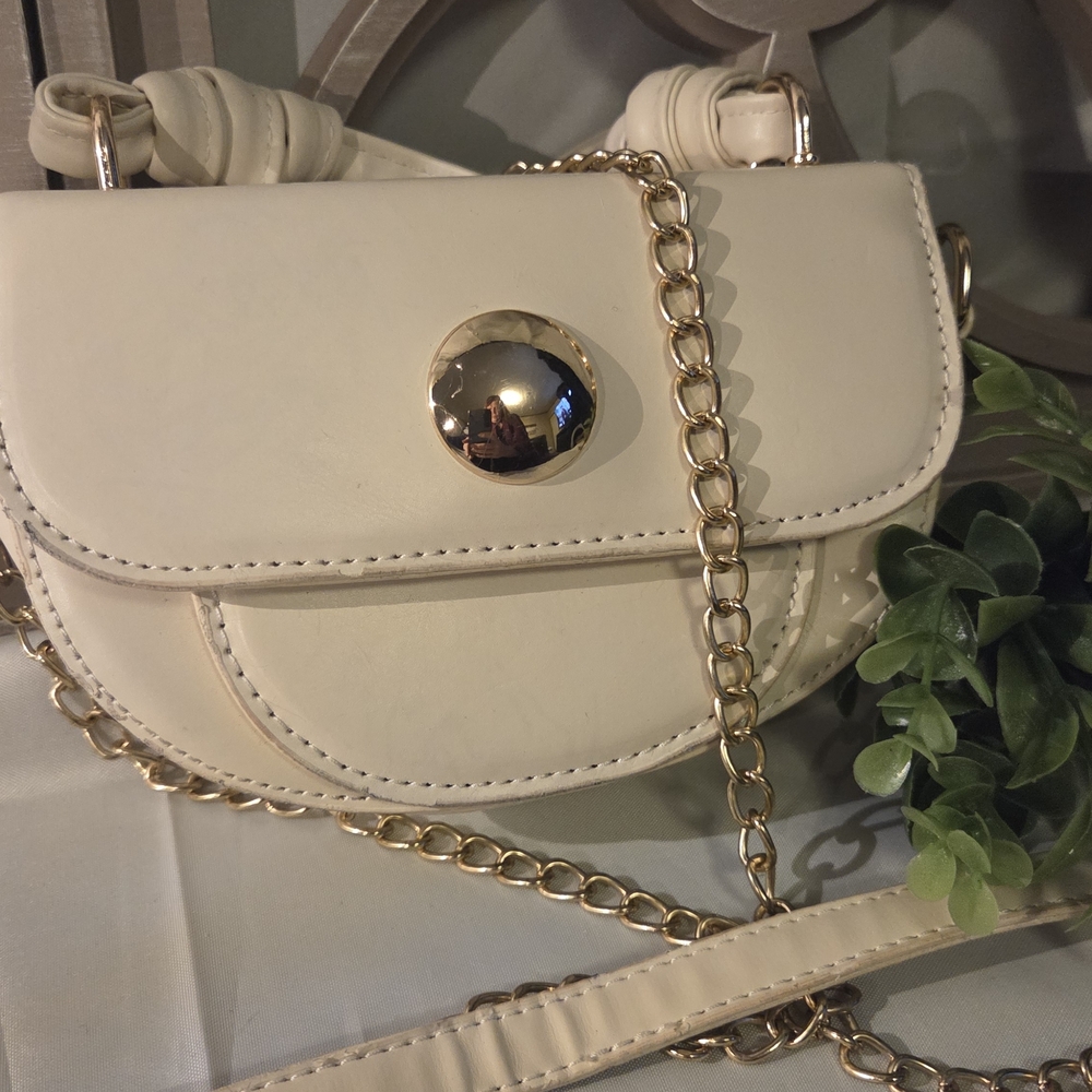 Mini Cream Crossbody Bag Gold Chain Strap | Neutral Aesthetic Purse 🤍✨